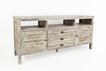 Wooden 70" Media Console With 3 Drawers, 2 Doors, 3 Open Shelf, Washed Gray