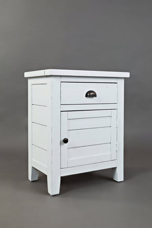 Wooden Accent Table With Spacious Storage, Weathered White