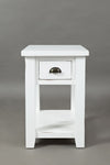 Wooden One Drawer Chairside Table In Weathered White Finish