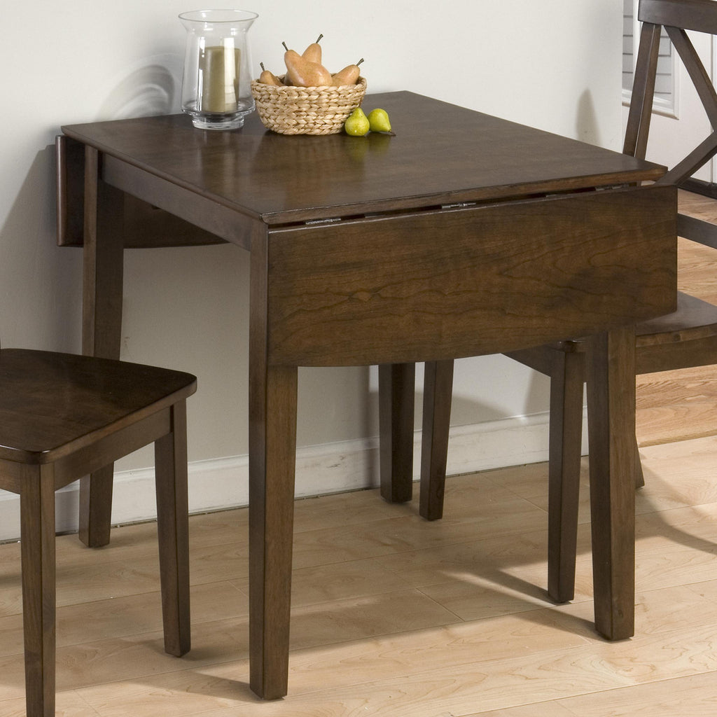 Wooden Dining Table With Drop Down Leaf, Cherry Brown