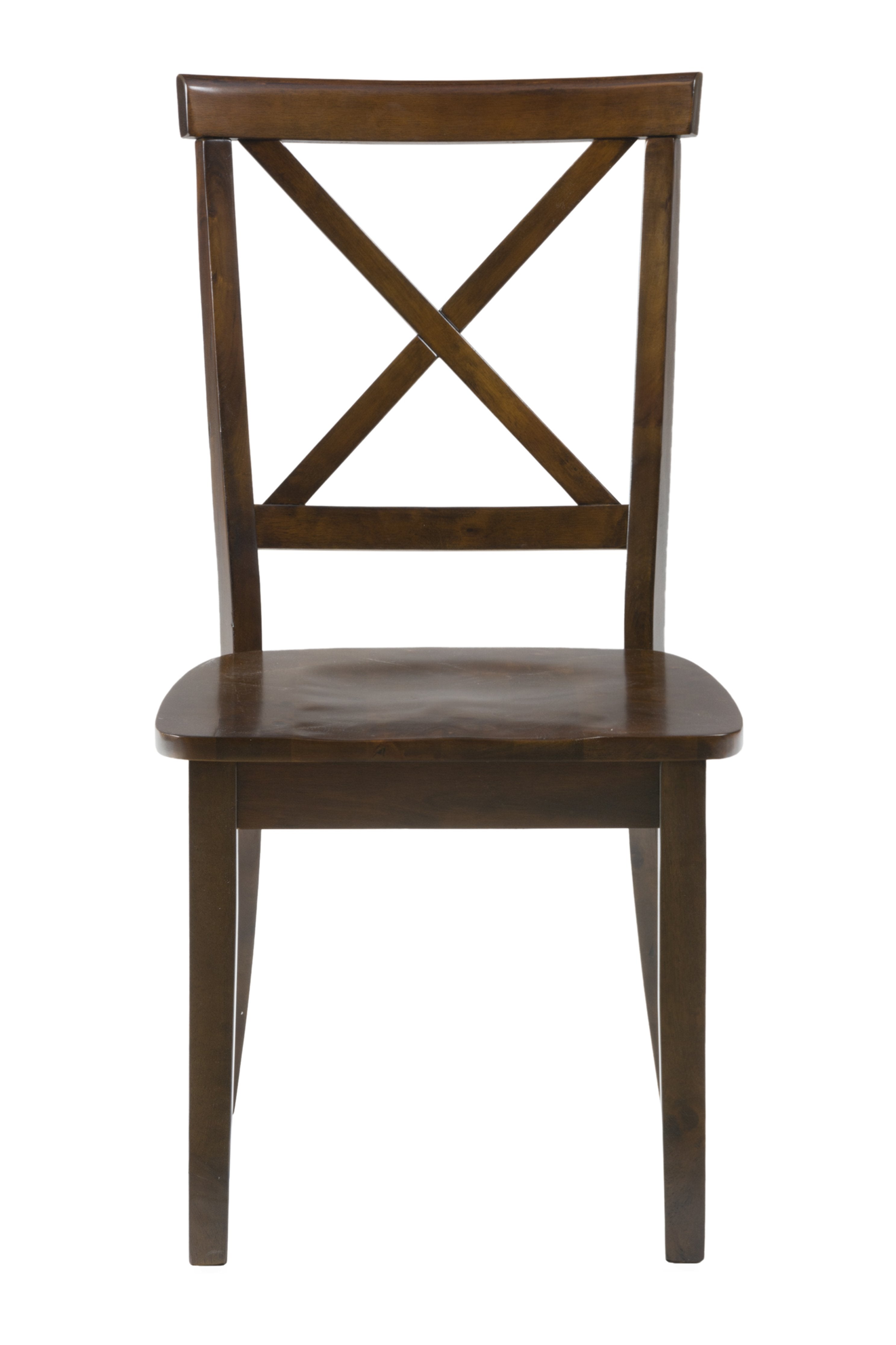 Wooden "X" Cross Back Chair with Straight Feet, Set of 2, Brown