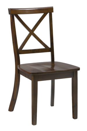 Wooden "X" Cross Back Chair with Straight Feet, Set of 2, Brown