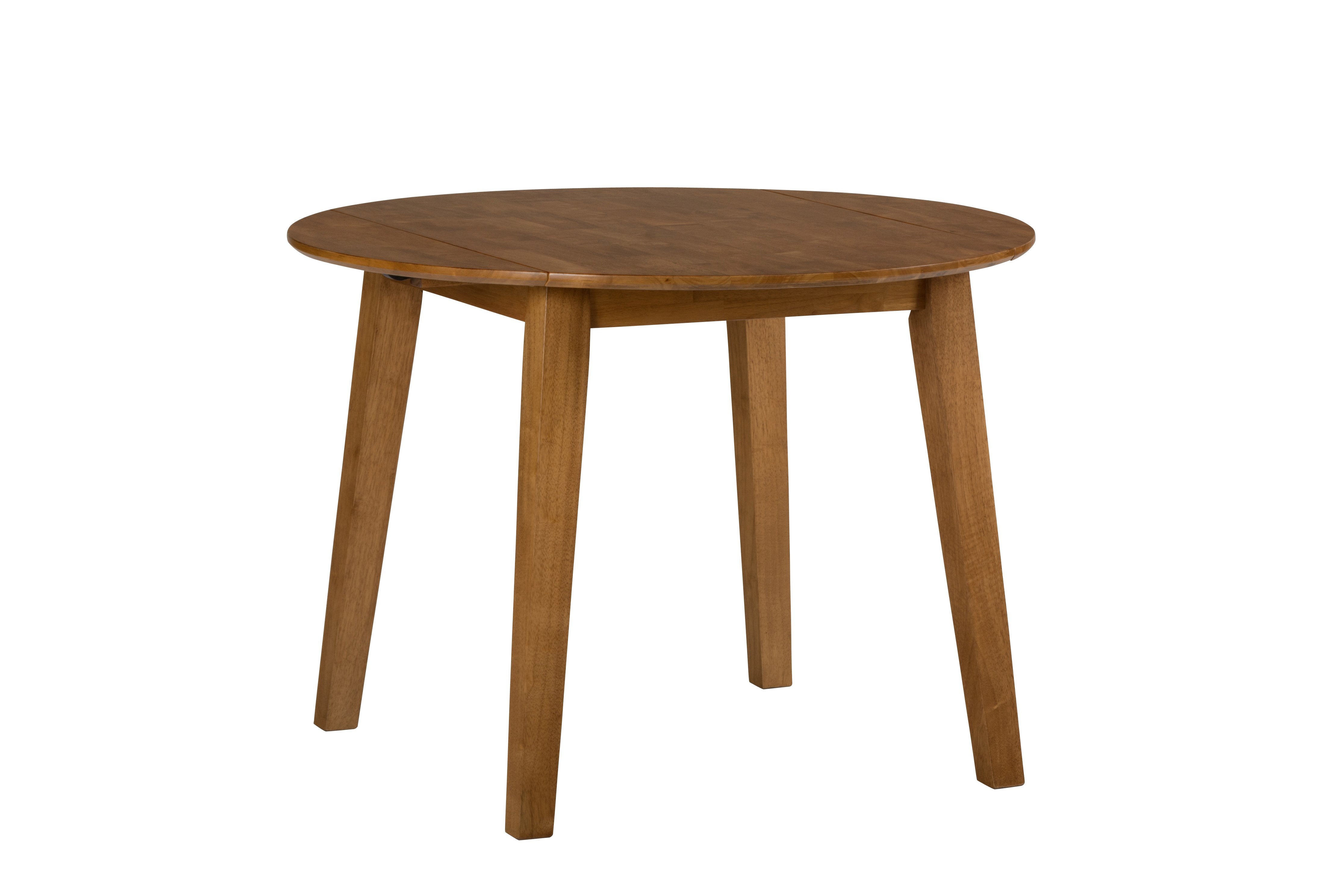 Wooden Round Table With Drop Down Leaf, Honey Brown