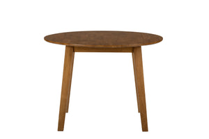 Wooden Round Table With Drop Down Leaf, Honey Brown