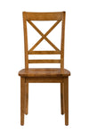 Wooden X Style Back Chair with Straight Feet, Set of 2, Honey Brown