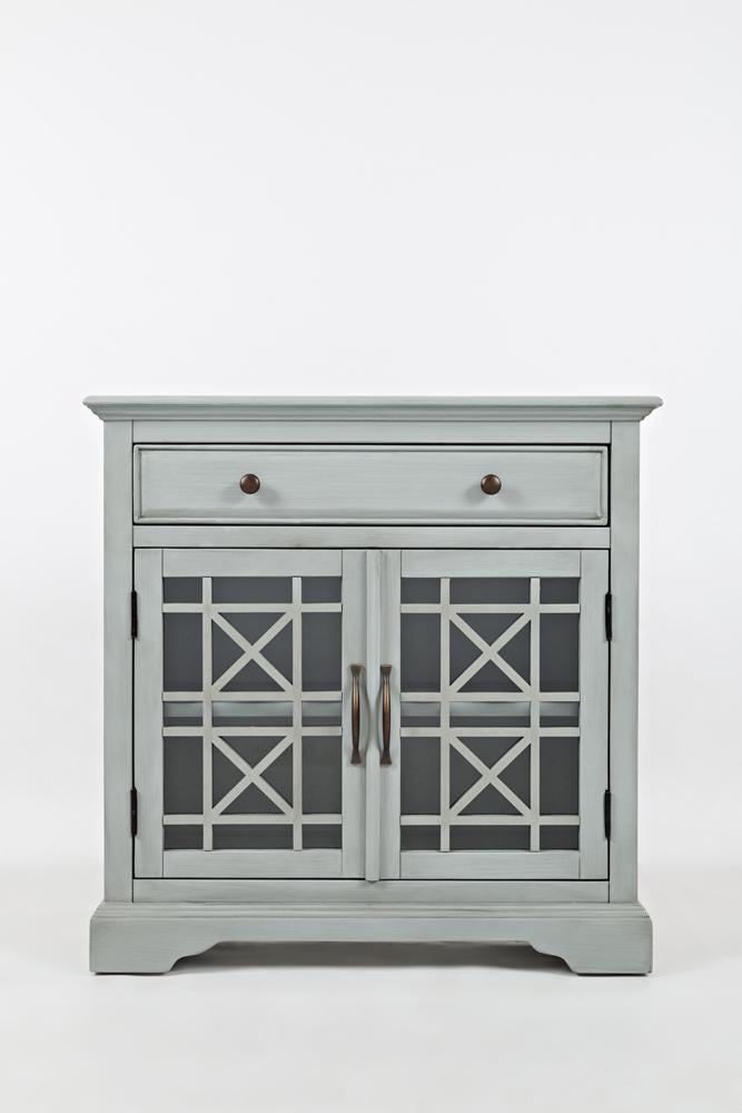 Wooden 32" Accent Cabinet with Beveled Top, Light Gray