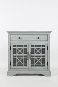 Wooden 32" Accent Cabinet with Beveled Top, Light Gray