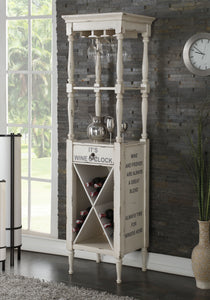 Wooden Wine Cabinet with Spacious Wine Bottle Holder, Antique White