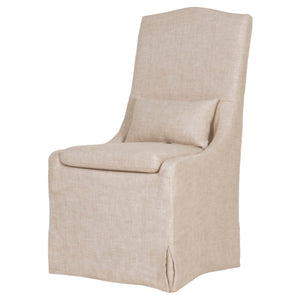 Wooden Dining Chair With Removable Cover And Lumbar Pillow, Beige, Set Of Two