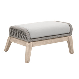 Wooden Outdoor Footstool With Removable Cushion, Gray