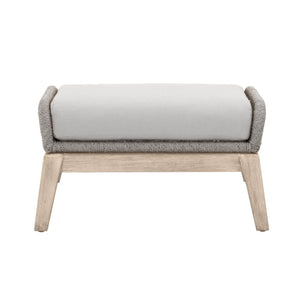 Wooden Outdoor Footstool With Removable Cushion, Gray