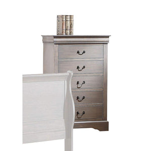 Wooden Five Drawer Chest In Antique Gray Finish