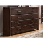 Wooden Eight Drawer Dresser In Walnut Finish