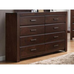 Wooden Eight Drawer Dresser In Walnut Finish