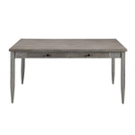 Wood and Metal Dining Table with Spacious Drawers, Gray