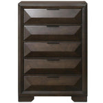 Wooden Chest with Dramatic Beveled Drawer Fronts, Espresso Brown