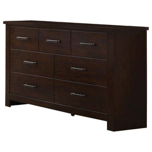 Wooden Dresser with Seven Spacious Drawers, Mahogany Brown