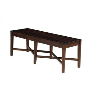 Acacia Wood Bench with Block Legs and Cross Base, Espresso Brown