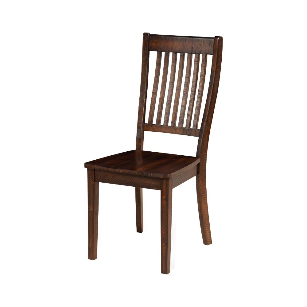 Acacia Wood Side Chairs with Slatted Back, Set of Two, Espresso Brown