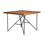 Acacia Wood Pub Table with Pointed Metal Legs, Brown and Black