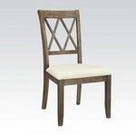 Wooden Side Chair with Double X-Style Back, Set of 2, Beige and Brown