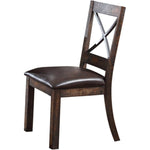 X-Style Back Wooden Side Chair with Leatherette Seat, Set of two, Espresso Brown