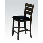 Wooden Counter Height Chair with Leatherette seat, Set of 2, Black and Brown