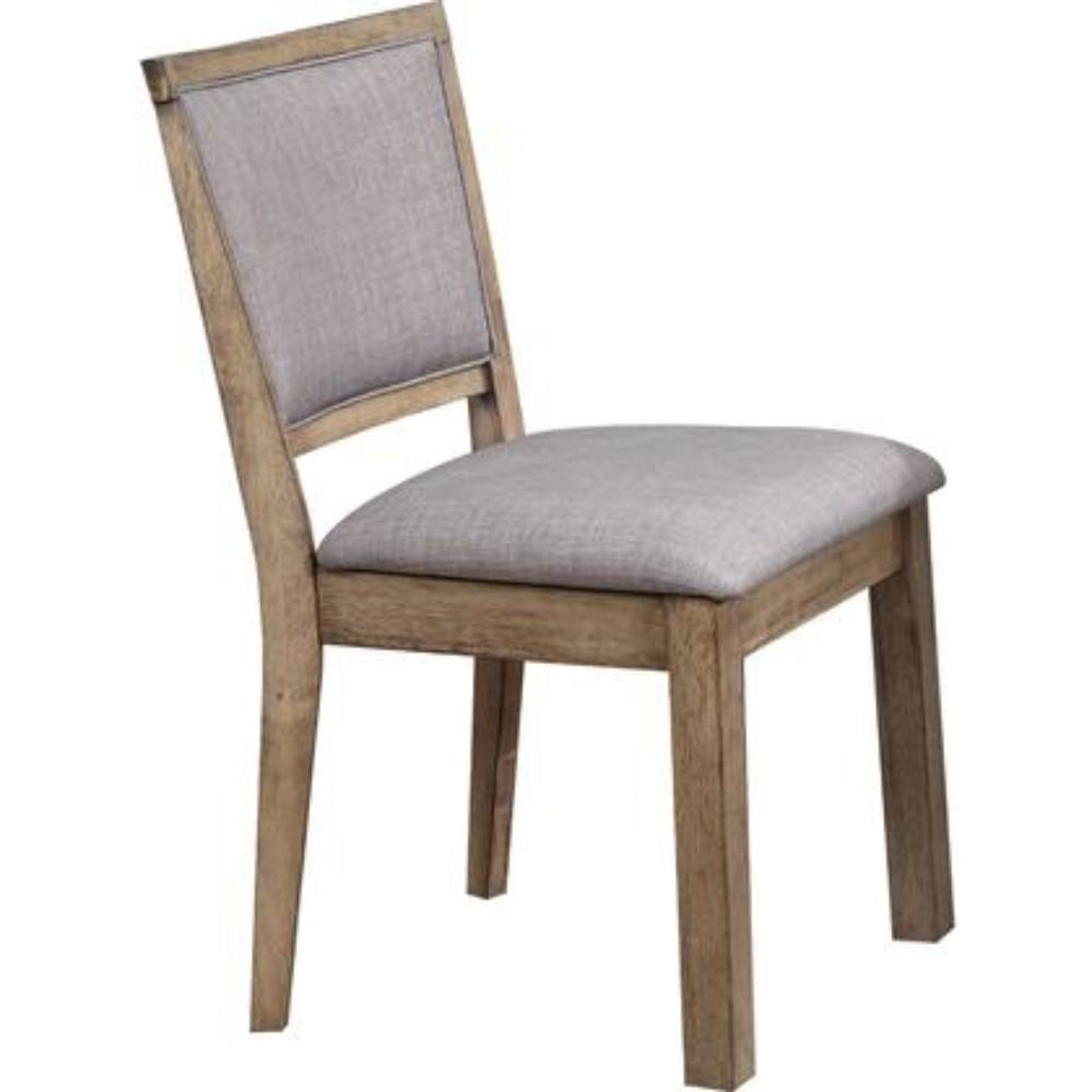 Wooden Side Chair with Padded Seat and Back, Set of 2, Gray and Brown