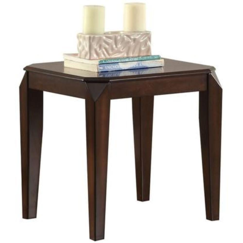 Wooden End table with Beveled Tapered Legs, Walnut Brown