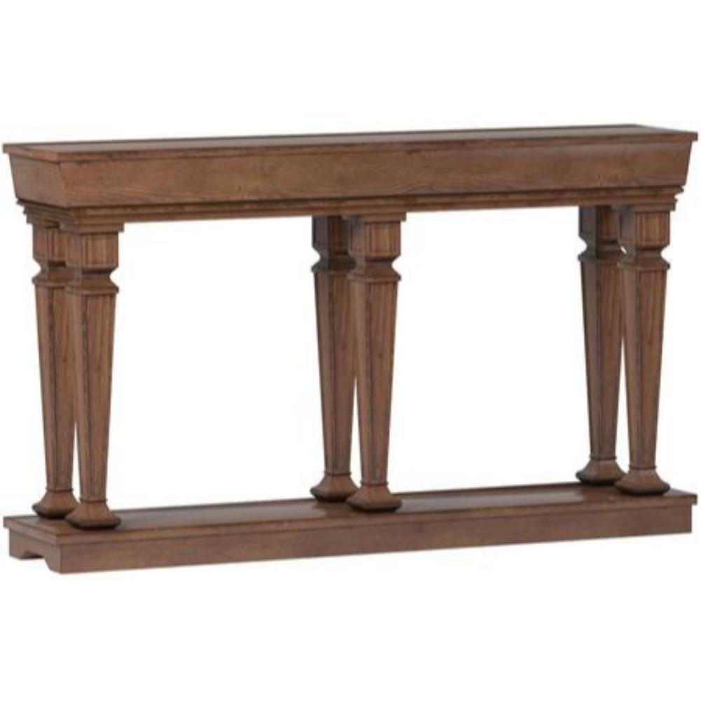 Wooden Console Table with One Bottom Shelf, Oak Brown