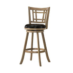 29" Wooden Bar Stool with Leatherette Seat and Round Footrest, Brown and Black