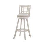 29" Wooden Bar Stool with Fabric Upholstered Seat and Flared Legs, White