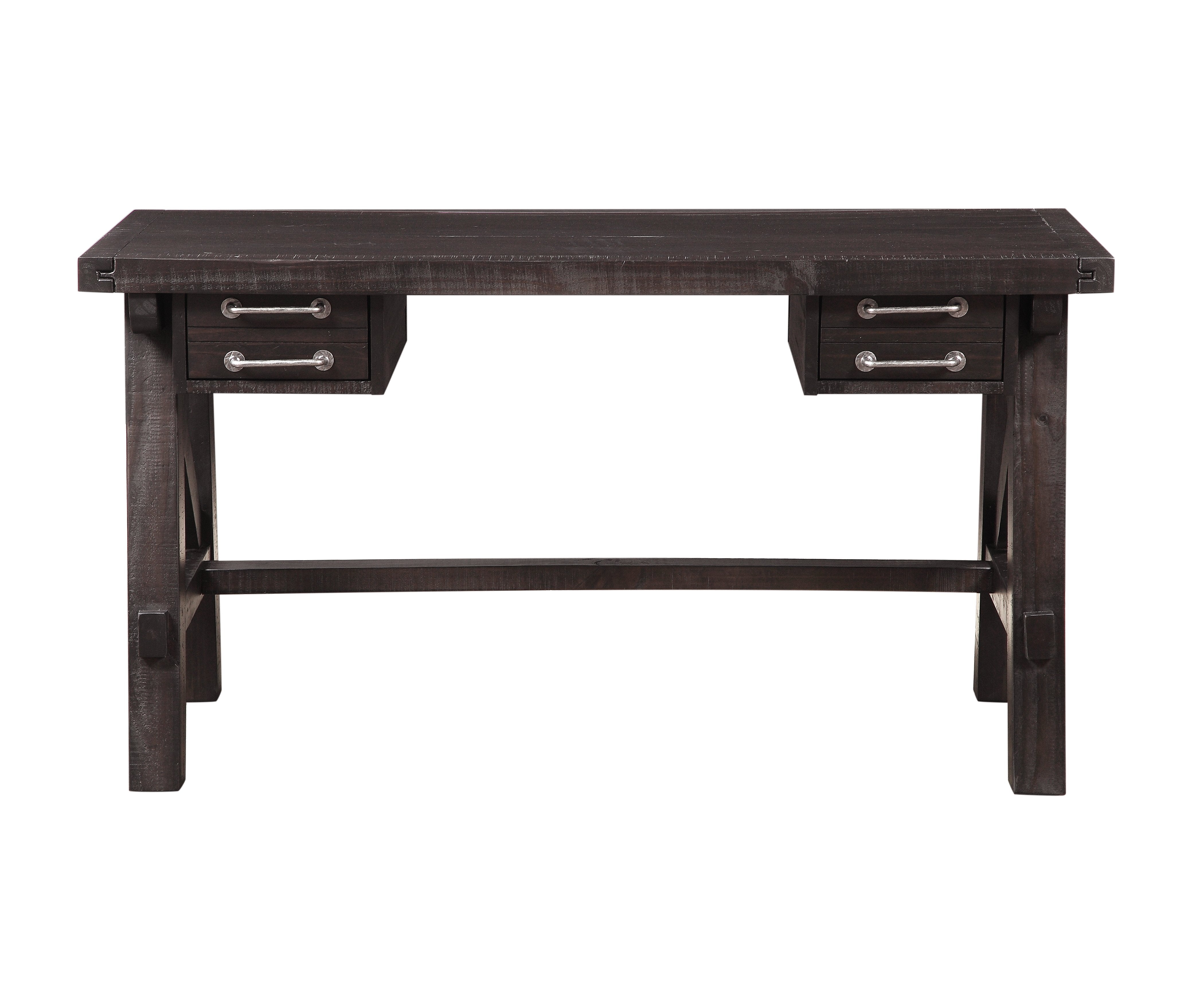 Wooden Desk with Sleek Drawer Storage and Crossed Side Bracing , Brown