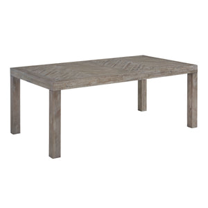 Wooden Dining Table with Rectangular Table Top and Block legs, Rustic Latte Gray