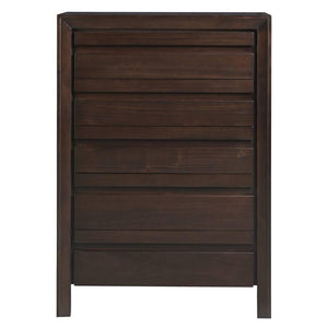 Wooden Five Drawer Chest with Bracket Feet, Chocolate Brown