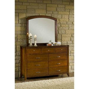 Wooden Nine Drawer Dresser with Tapered Feet, Cinnamon Brown