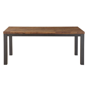 Wooden Rectangular Table with Gray Powder Coated Steel Base, Rustic Truffle Brown