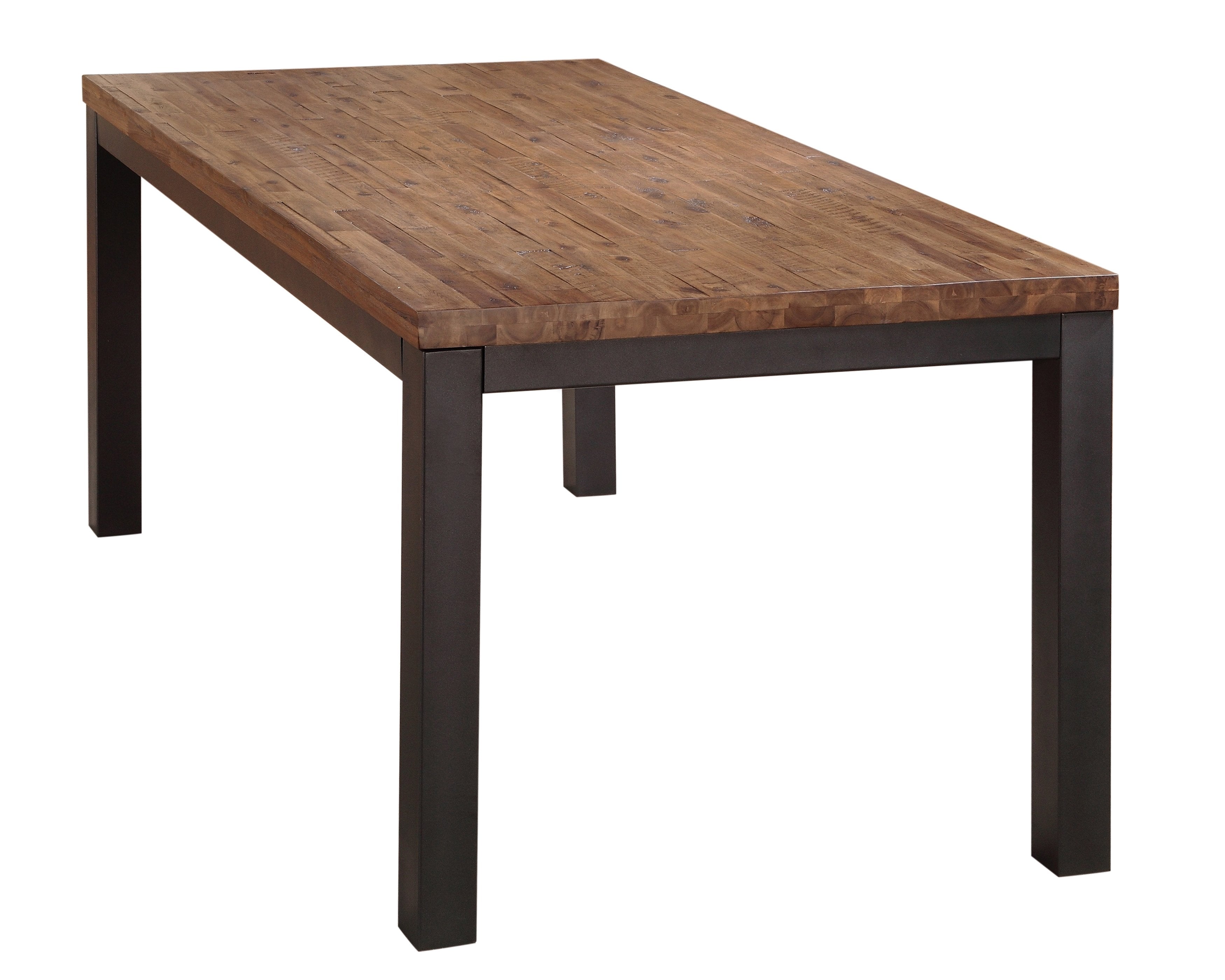 Wooden Rectangular Table with Gray Powder Coated Steel Base, Rustic Truffle Brown