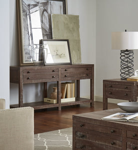 Wooden Two Drawer Console Table with Bottom Shelf, Brown