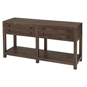 Wooden Two Drawer Console Table with Bottom Shelf, Brown