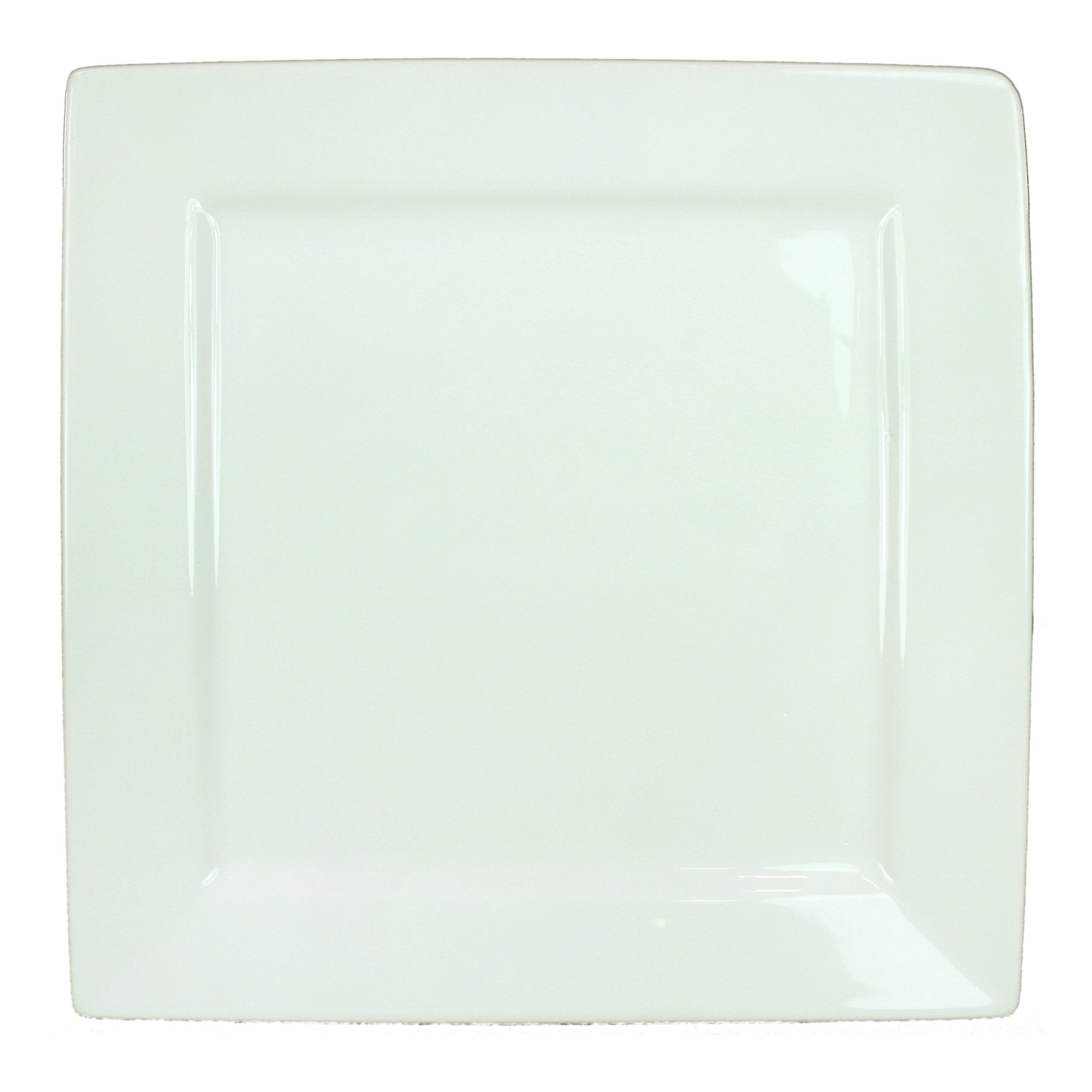 Well Designed Square Shape Ceramic Plate with Curved Rims, White