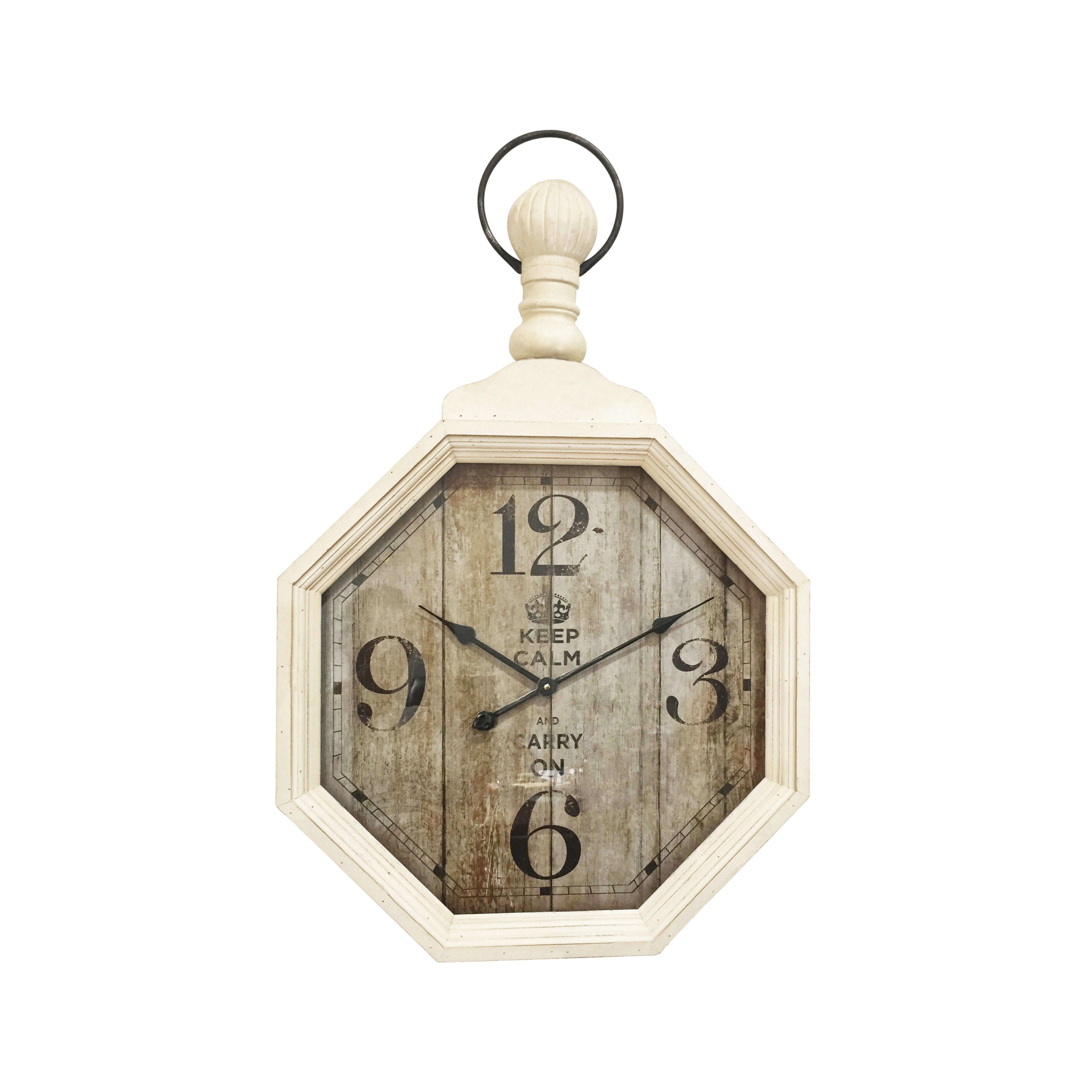 Wooden Wall Clock with Pocket Watch Design, White