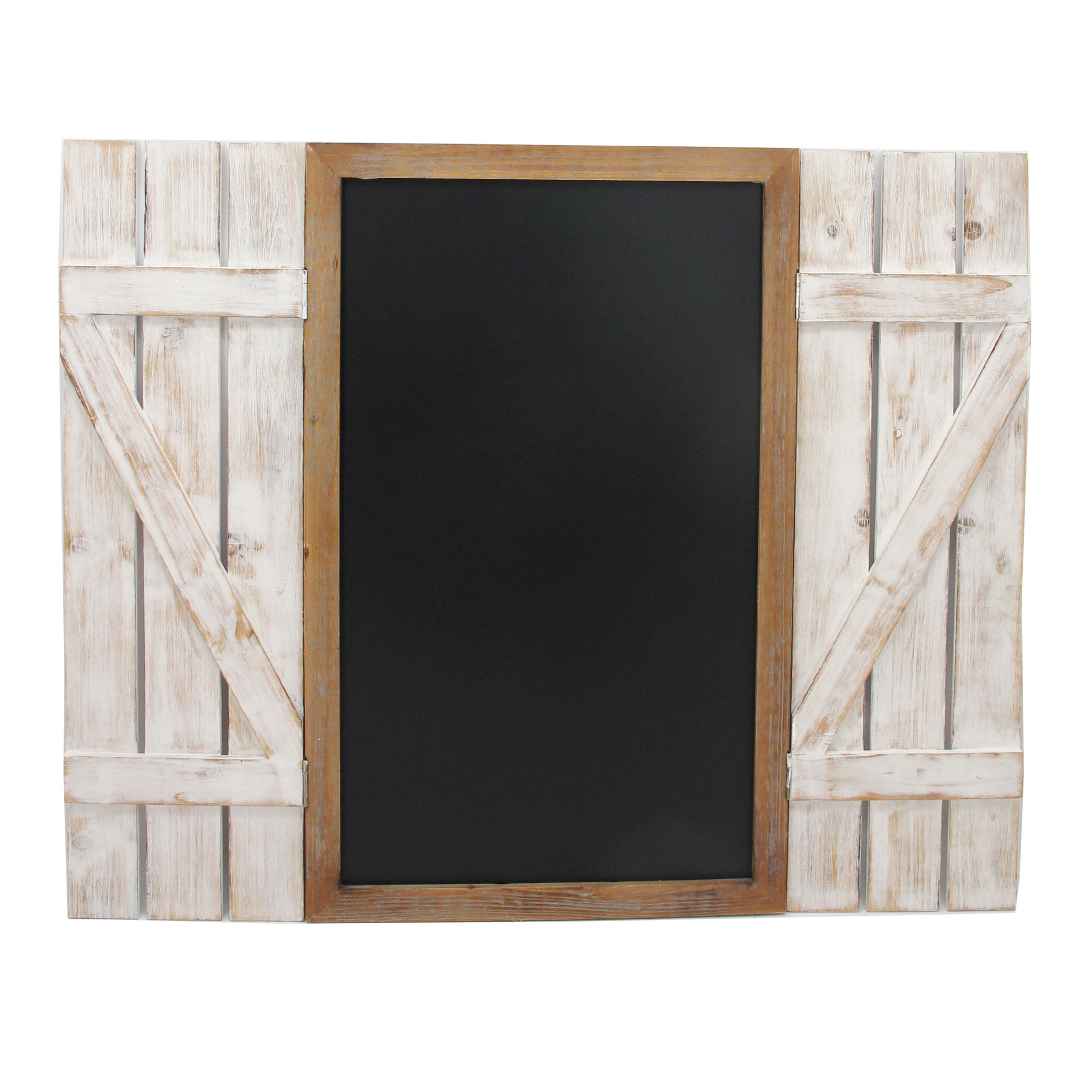 Wooden Fence Rectangular Chalkboard, Washed White and Black