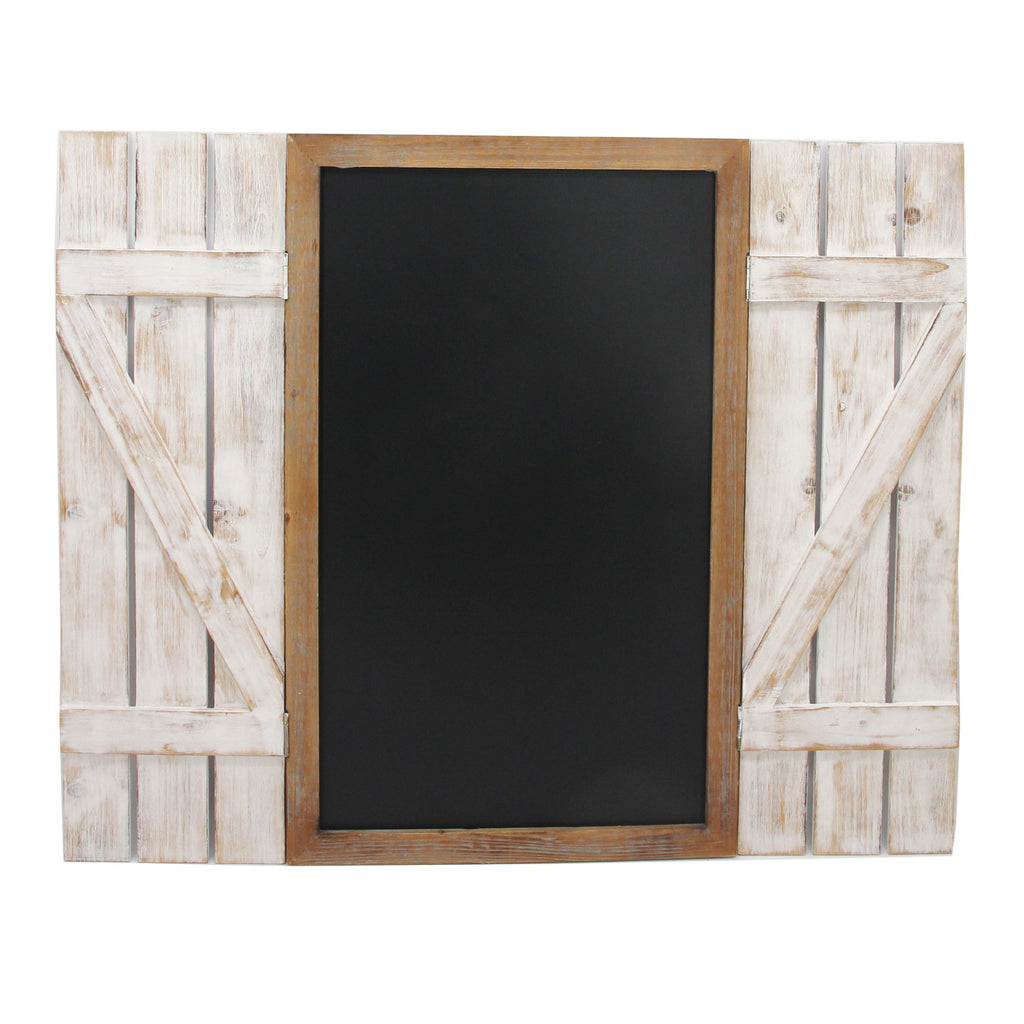 Wooden Fence Rectangular Chalkboard, Washed White and Black