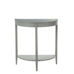 Wooden Half Moon Shaped Console Table with One Open Bottom Shelf, Gray