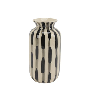 Aesthetic Ceramic Vase with Circular Opening, Black and White