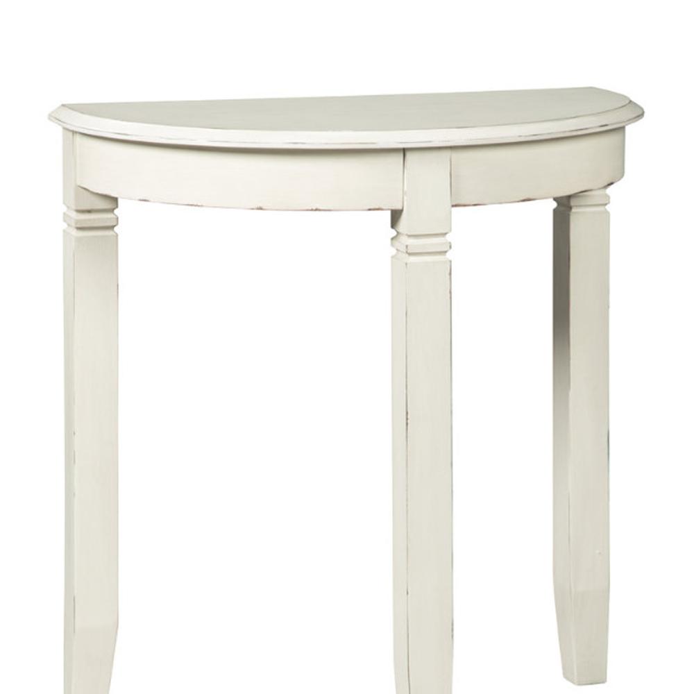 Wooden Half Moon Shaped Console Table with Tapered Legs Support, White