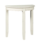 Wooden Half Moon Shaped Console Table with Tapered Legs Support, White