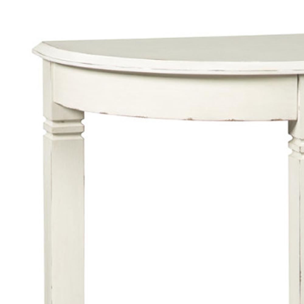 Wooden Half Moon Shaped Console Table with Tapered Legs Support, White