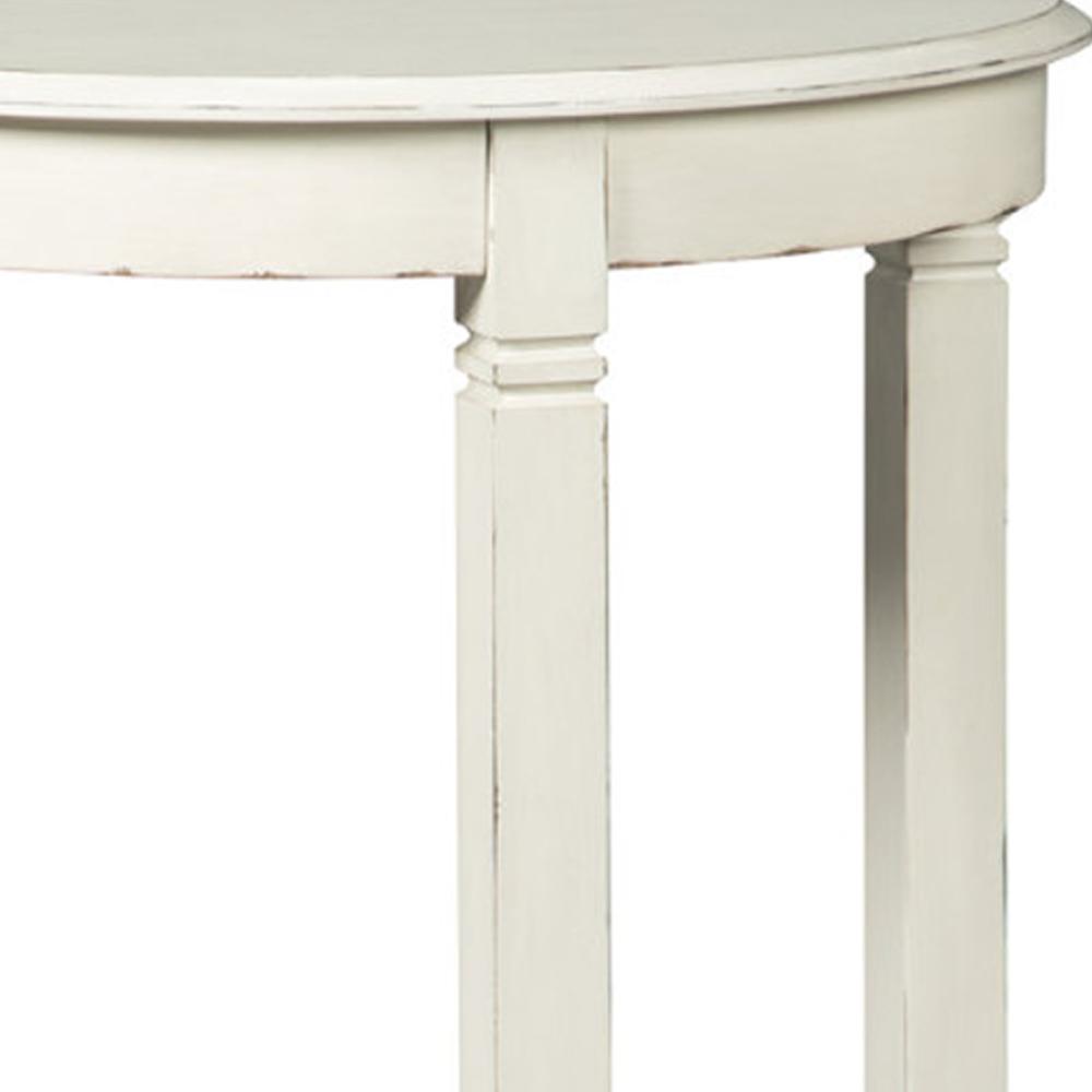 Wooden Half Moon Shaped Console Table with Tapered Legs Support, White